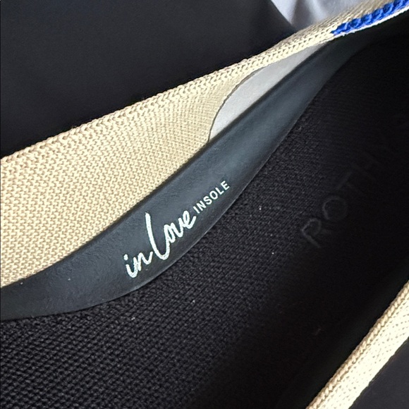 Rothy's Black and Cream Flats with Blue Accent - Picture 2 of 6